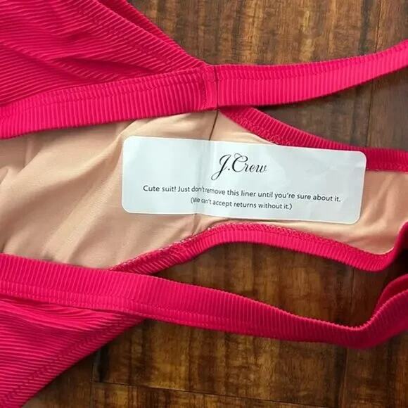 NWT J. Crew Ribbed Trim Hipster Full Coverage High Leg Bikini Bottom 2X Pink - Picture 9 of 13
